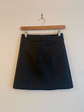 J. Crew Black Faux Leather A-Line Mini Skirt 00